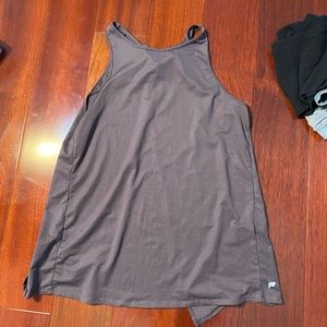 purple open back tank